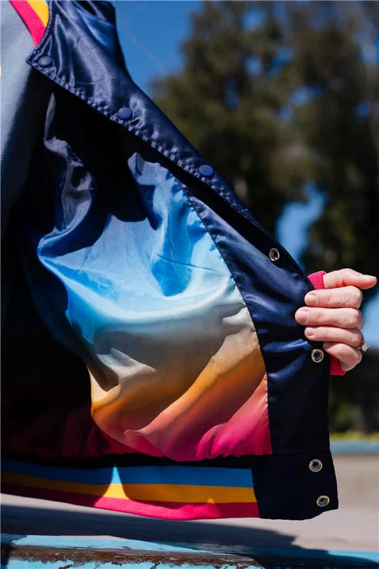 Unisex San Diego Wave FC Retro Sunset Satin Bomber Jacket - Image 4